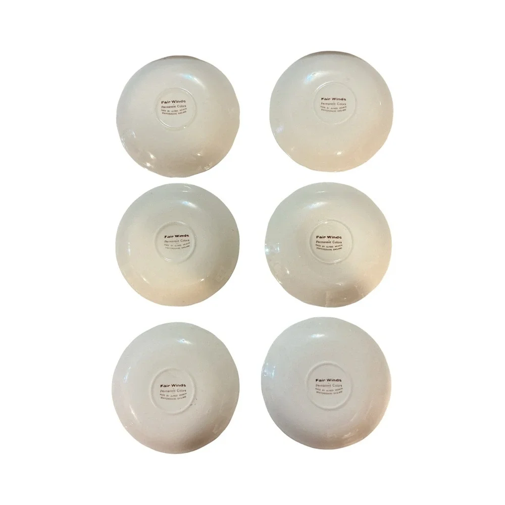 Alfred Meakin Fair Winds Saucers Set of 6 Brown New York Harbor 1830 England
